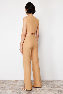 Camel Premium Straight/Duz Kesim Keten Dokuma Pantolon TWOSS24PL00079 - Trendyolmilla фото 7