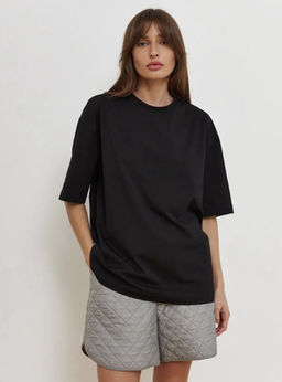 K11053 Футболка OVER SIZE (плотный хлопок) ЧЕРНЫЙ