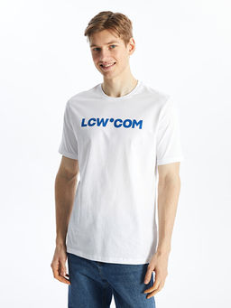 Bisiklet Yaka K?sa Kollu Bask?l? Penye Erkek Ti??rt