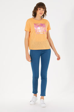 U. S. Polo Assn Женская оранжевая футболка с круглым вырезом - U.s. polo assn фото 4