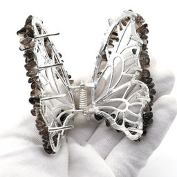 Заколка краб для волос бабочка с раухтопазом 8*3,5*5см