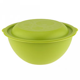 Миска пластмассовая 3л, д25см, h12,6см, с крышкой, оливковый (Россия)