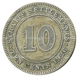 10 центов 1926 года Стрейтс Сетлментс