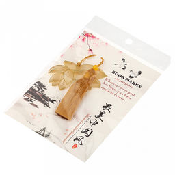 Закладка для книги "Кувшинка" 6,2х4,3см металл под золото, с подвеской-кисточкой 12,5см, на картоне, в п/эт пакете (Китай)