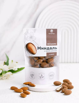 Миндаль в горьком шоколаде без сахара с корицей / 60 г / дой-пак / ТМ Сибирский кедр