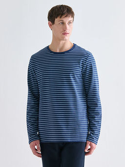 Bisiklet Yaka Uzun Kollu ?izgili Erkek Ti??rt