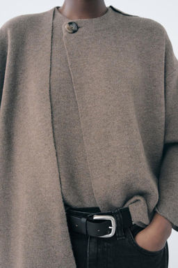 SHORT KNITTED COAT WITH SCARF - Zara фото 15