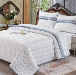Одеяло-покрывало стеганное BELLA HOME с 2 наволочками 288-82 ИЗУМРУДНЫЙ