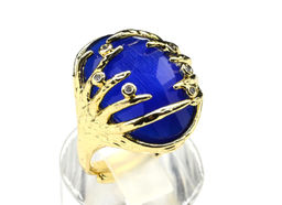 Кольцо из сплава с кошачьим глазом цв.синий
