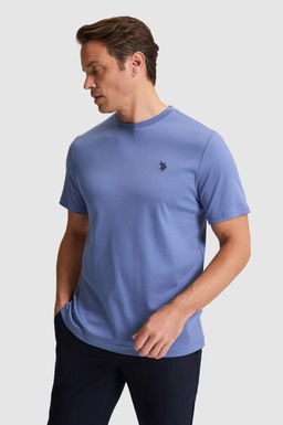Erkek _ndigo Regular Fit Bisiklet Yaka Basic Ti__rt