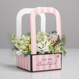 Коробка-переноска для цветов Розовая, 12 см 12 см 22 см