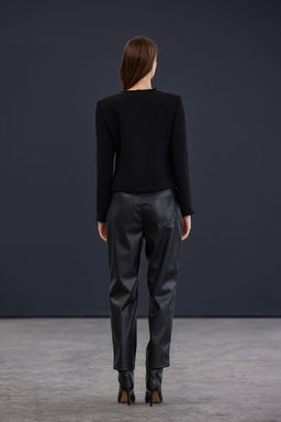 Trendyol Studio Siyah Gumus Aksesuarl? Dokuma Tuvit Ceket TWOAW26CE00079 - Trendyolmilla фото 4