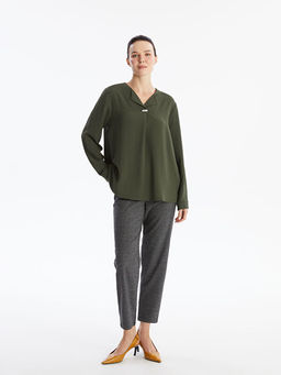 Beli Lastikli Ekose Kad?n Pantolon