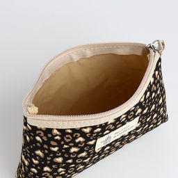 Косметичка на молнии плоская, маленькая, с ручкой, с леопардовым принтом, чёрная - Simaland фото 3