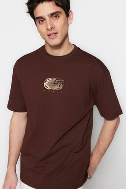 TRENDYOL MAN Siyah Oversize/Genis Kesim Bask?l? %100 Pamuklu T-Shirt TMNSS23TS00261 - Trendyolmilla фото 11