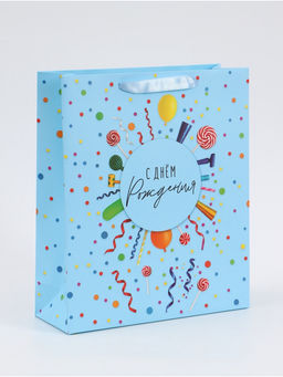 Цена за 2 шт. Пакет подарочный «С Днём рождения. Конфетти», 25.5×30×9 см