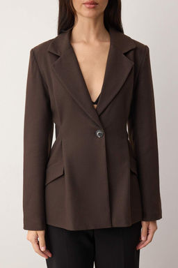 EXCLUSIVE Ozel Koleksiyon Kahverengi Fitted Kase Blazer Ceket TWOAW26BC00054