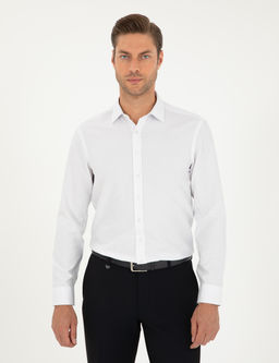 Beyaz Oxford Slim Fit Uzun Kollu G_mlek