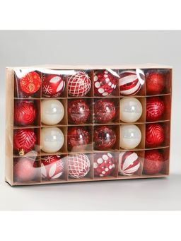 Ёлочные игрушки Мелодия ассорти люкс, шары новогодние, d=6 см, набор 24 шт., бело-красный - Зимнее волшебство фото 7