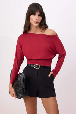 Siyah Fitted/Vucuda Oturan Kay?k Yaka Uzun Kollu Premium Yumusak Orme Bluz TWOSS26BZ00344 - Trendyolmilla фото 5