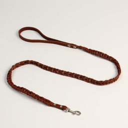 Поводок кожаный плетеный Коса, 1.25 м х 1.1 см, коричневый