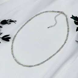 Бусы-Чокер из Лабрадора и Аквамарина 40 см +