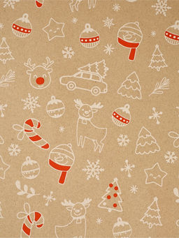 Бумага в тубусе крафтовая в рулоне «Новогодние мотивы», 0.68 × 7 м