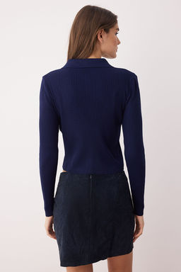 Ekru*001-Lacivert Crop Renk Bloklu-Duz 2li Triko H?rka TWOAW26HI00127 - Trendyolmilla фото 16