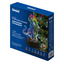 ULI-M507 RGB/3AA TIGER/BLACK Светильник декоративный с эффектом 3D Тигр, на батарейках 3AA (не в/к). 1 светодиод. RGB свет. TM Uniel