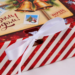 Цена за 3 шт. Коробка подарочная новогодняя складная, упаковка, Колокольчики, 16?12?5 см