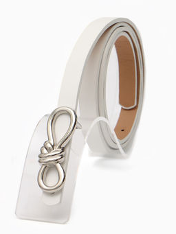 Ремень женский, 0.8×110 см, гвоздик, золотистая пряжка, белый