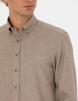 Bej Slim Fit Uzun Kollu G_mlek