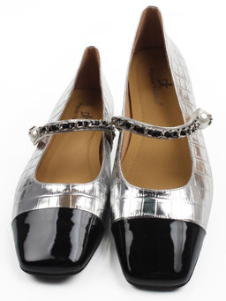 06-H4A-5C BLACK/SILVER Туфли женские (натуральная кожа)