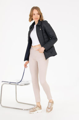 Женская темно-синяя кожаная куртка - U.s. polo assn фото 4