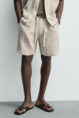 100% LINEN RELAXED FIT BERMUDA SHORTS - Zara фото 18