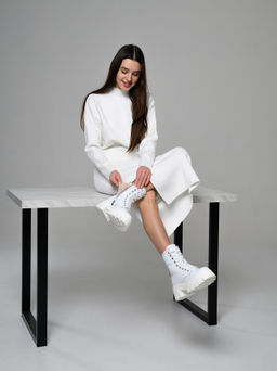 Ботинки 329.зиплайнw.Белый/байка