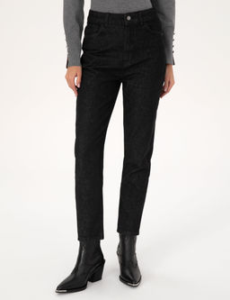 Siyah Mom High Waist Fit Jean Pantolon
