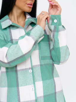 930 Туника-Рубашка "Клетка салатовая"