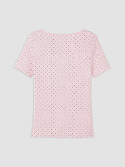 V Yaka Puantiyeli Kad?n ?ortlu Pijama Tak?m?