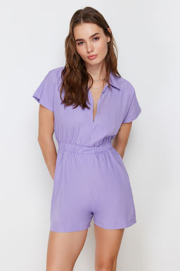 TRENDYOLMILLA Siyah Beli Lastikli Genis Paca Mini Dokuma Tulum TWOSS22TU0014  фото 9
