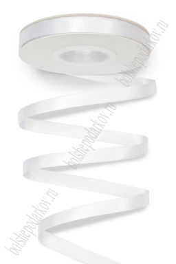 Лента атласная двусторонняя 1 см*25 ярд (SF-7881) белый №0005