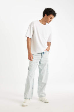 Джинсовые брюки Baggy Fit с широким узором и нормальной талией, широкие брюки - Defacto фото 4