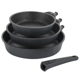 1480 GIPFEL Набор сковород PROOFET 20х5/24х5/28х6см литой алюминий, Whitford Xylan Plus, съемн.ручка