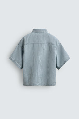 POLO BOXY FIT LAVADO RAYAS / Azul claro - Zara фото 8