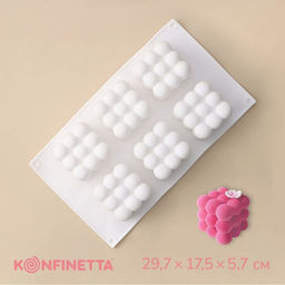 Форма для муссовых десертов и выпечки KONFINETTA Рафаэль, силикон, 29,7?17,5?5,7 см, 6 ячеек (6,2?6,2 см), цвет белый