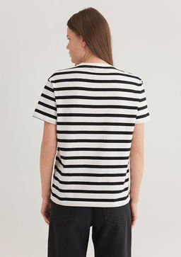 Mavi Logo Bask?l? Siyah Cizgili Tisort  фото 5