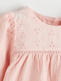 Nak??l? Bisiklet Yaka Balon Kollu K?z Bebek Elbise