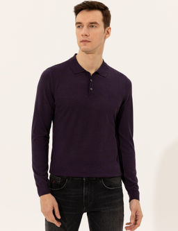 Mor Slim Fit Polo Yaka Basic Triko Kazak