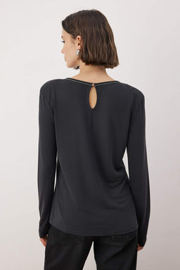 Antrasit Modal Yakas? Tasl? Bisiklet Yaka Orme Bluz TWOAW26BZ00351