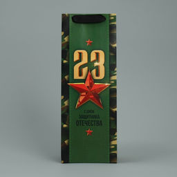 Цена за 2 шт. Пакет подарочный ламинированный под бутылку, упаковка, С 23 февраля, 13?36?10 см